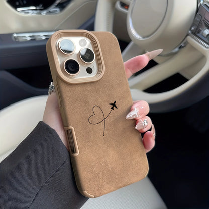 Airplane Heart Faux Leather iPhone Case – Cute Travel Design