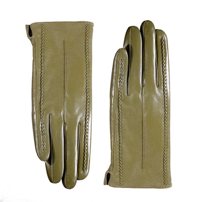 Women's Leather Wool-Lined Winter Gloves with Touchscreen