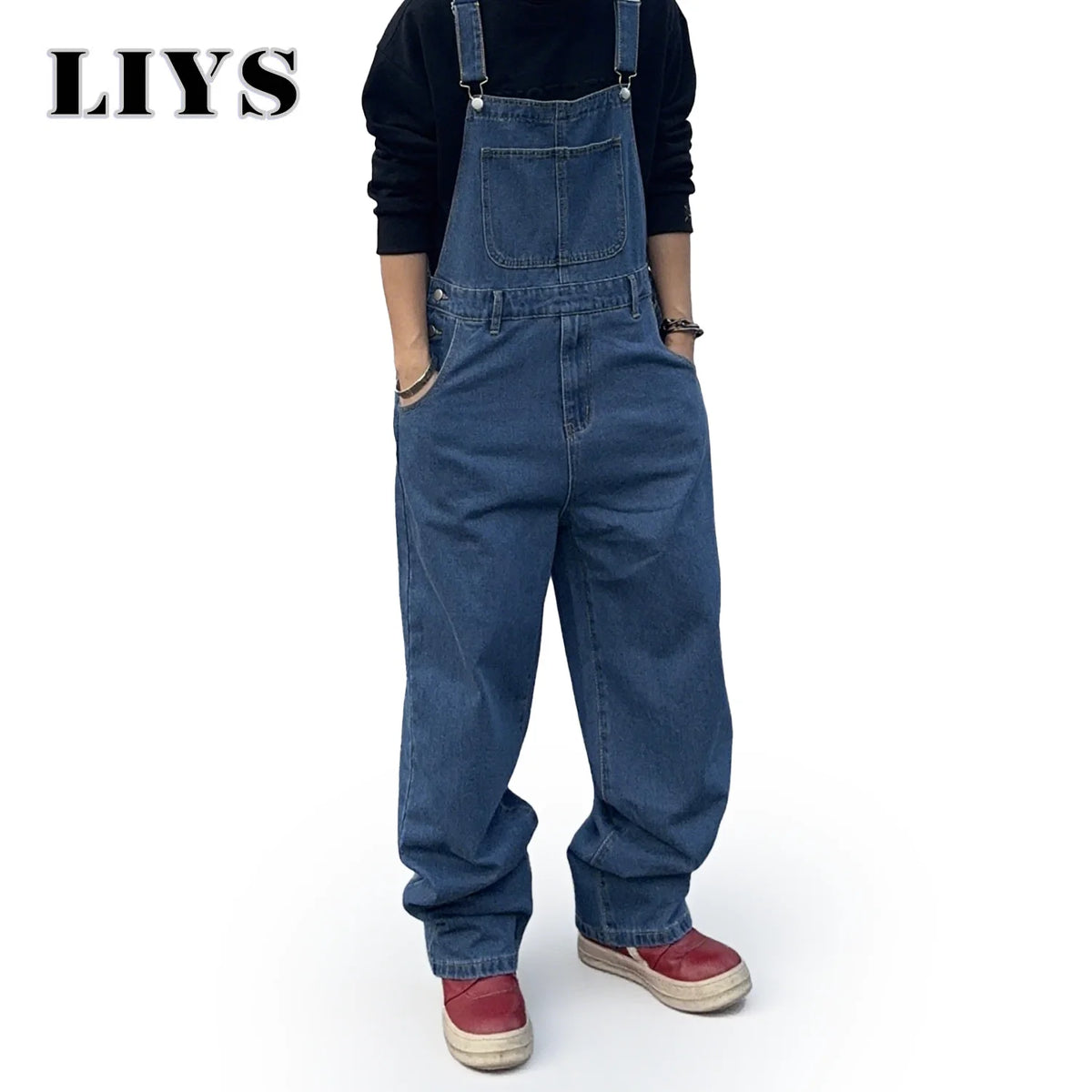 Men's Baggy Denim Overalls – Loose Fit Streetwear Dungarees
