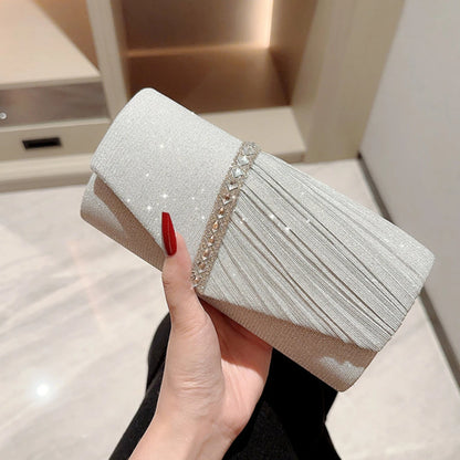 Ladies Glitter Silver Clutch Bag Envelope Evening Bag
