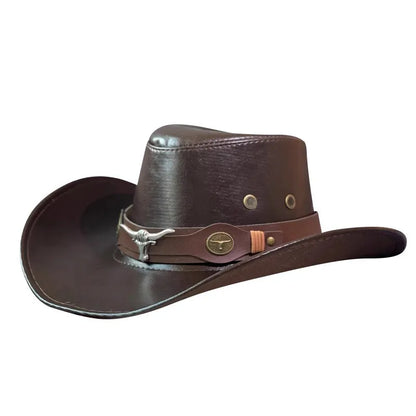 Faux Leather Western Cowboy Hat – Unisex Vintage Style