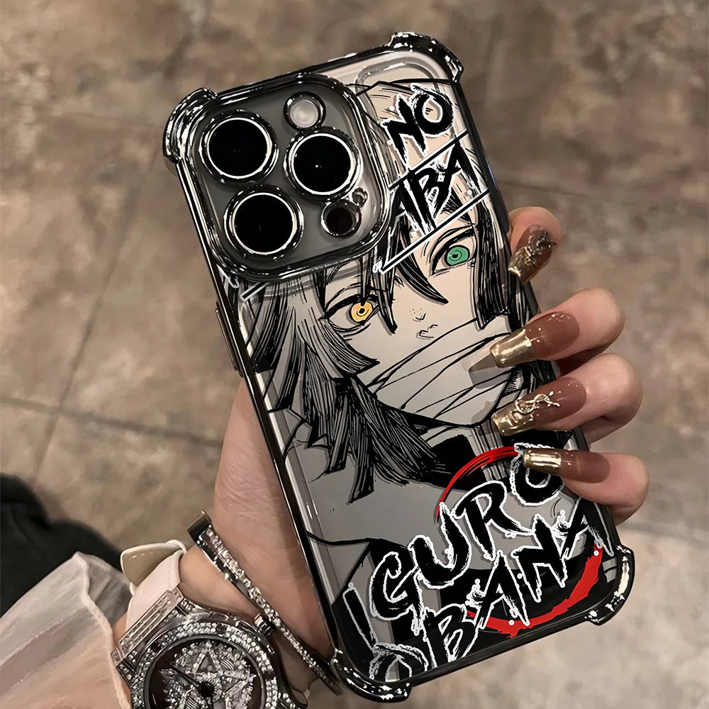 Demon Slayer Anime iPhone Case – Electroplated Chrome Design