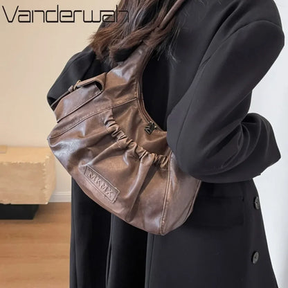 Pleated Design Large Capacity Retro Hobo Bag