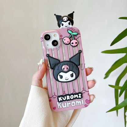 Cute Cartoon Samsung Case with 3D Doll – Cinnamoroll Kuromi Kitty Design