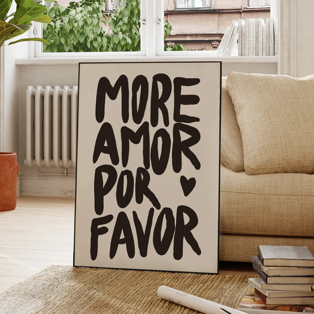 More Amor Por Favor Wall Art Print – Bold Quote Poster