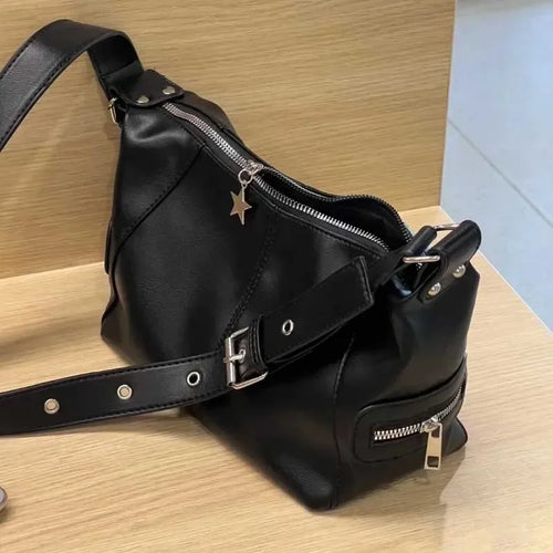 Y2K Korean Gothic Star Girl Black Handbag