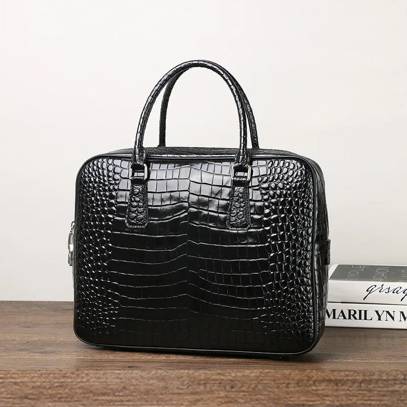 Men's Alligator Pattern Leather Briefcase – Laptop Business Bag