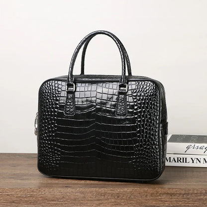 Men's Alligator Pattern Leather Briefcase – Laptop Business Bag