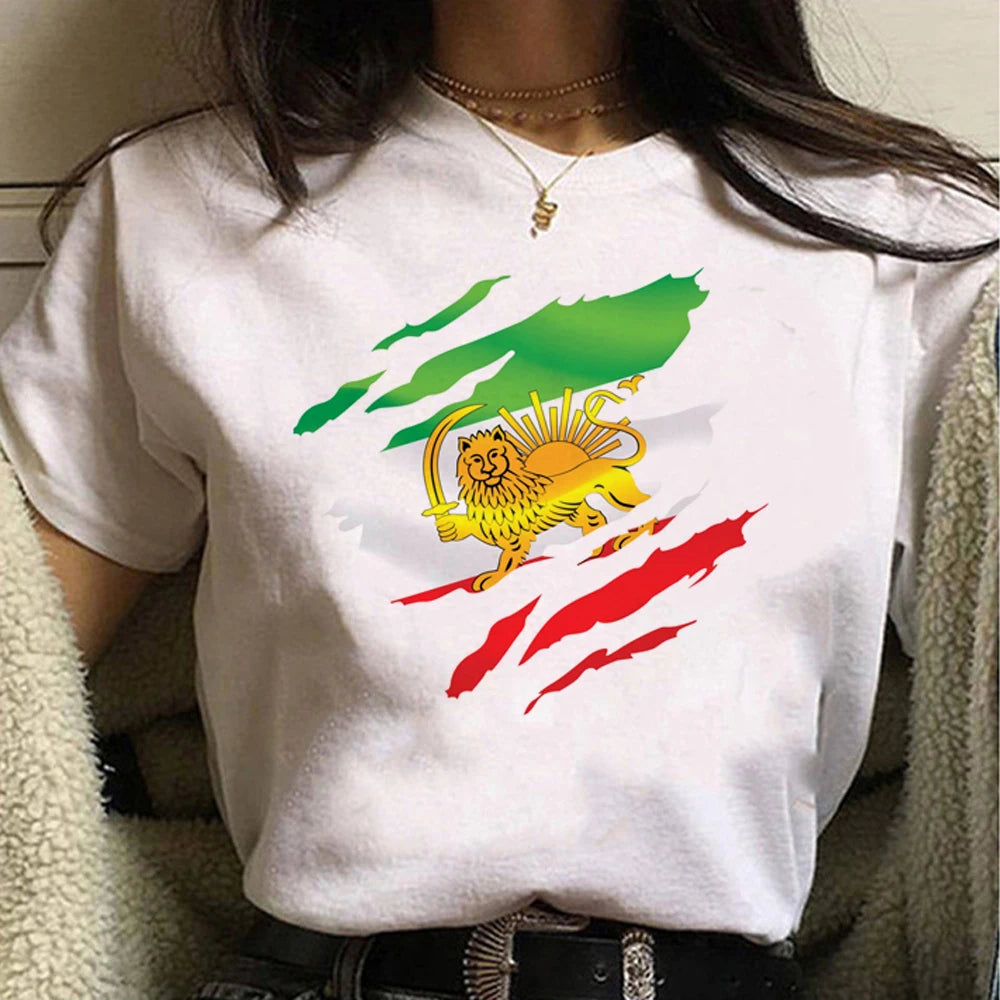 Iran Cultural Map Graphic T-Shirt for Women – Harajuku Street Style