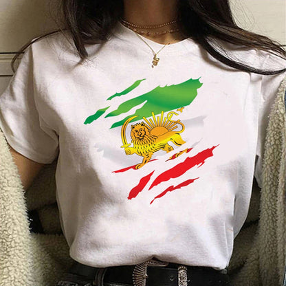 Iran Cultural Map Graphic T-Shirt for Women – Harajuku Street Style