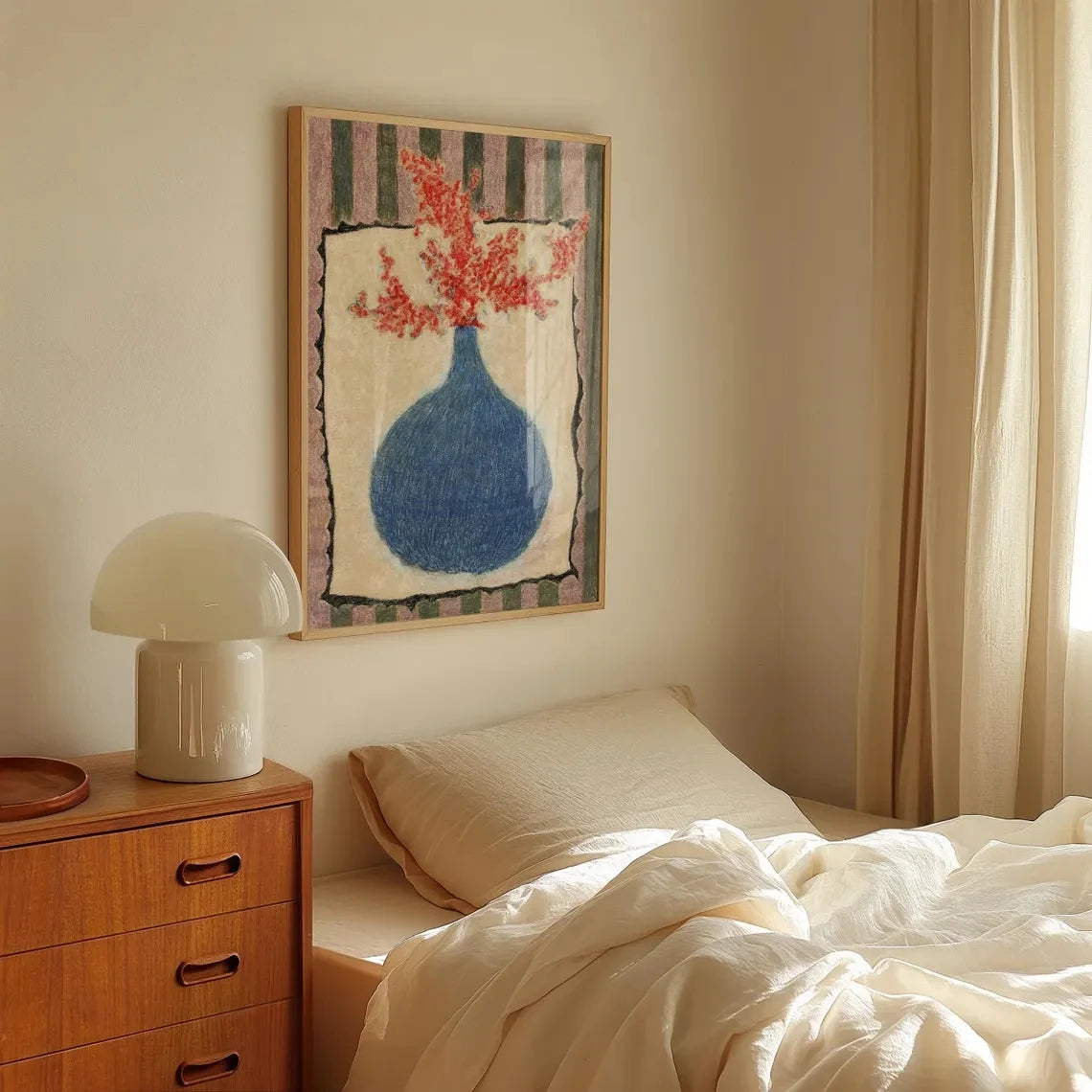 Botanical Still Life Wall Art Poster – Pastel Boho Vase Print