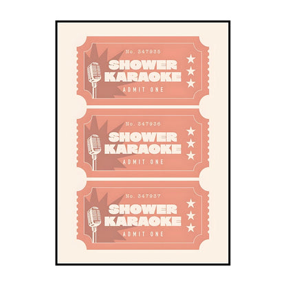 Shower Karaoke Admit One Poster – Funny Retro Bathroom Wall Art