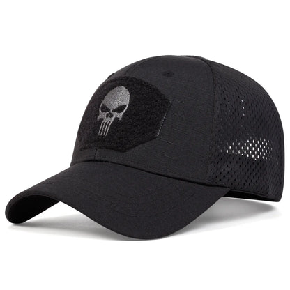 Skull Embroidered Tactical Baseball Cap – Breathable Mesh