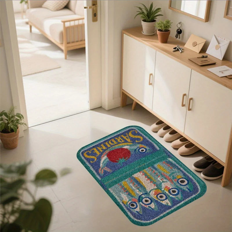 Sardines Welcome Door Mat – Soft Non-Slip Entryway Rug