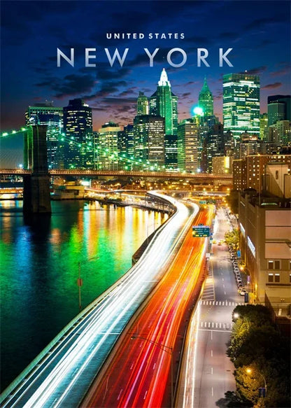 New York City Night View Canvas Wall Art – NYC Skyline Poster
