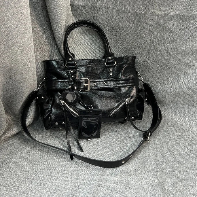 Designer Black Leather Tote Bag – Luxury Shoulder Handbag for Women
