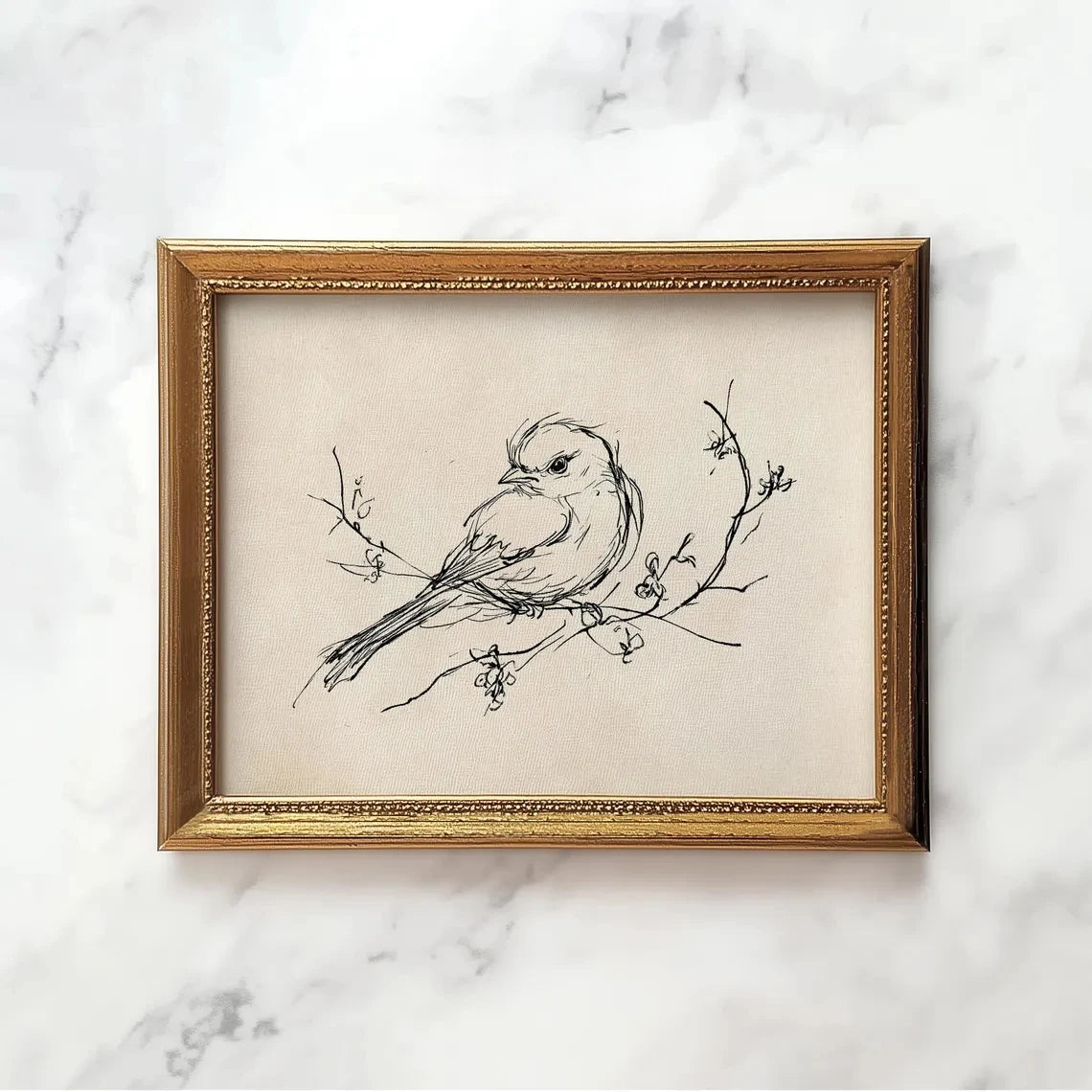 Bird Sketch Wall Art Print – Minimalist Nature Line Drawing Poster