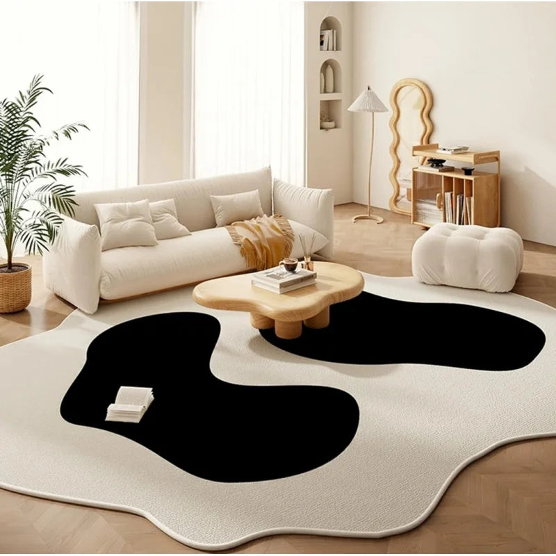 Irregular Shape Area Rug – Minimalist Abstract Living Room Carpet