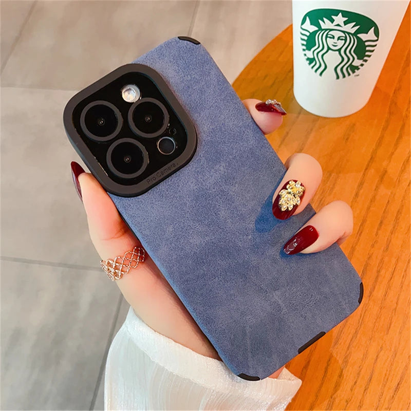 Luxury Matte Leather Silicone iPhone Case – iPhone 11 to 15 Series