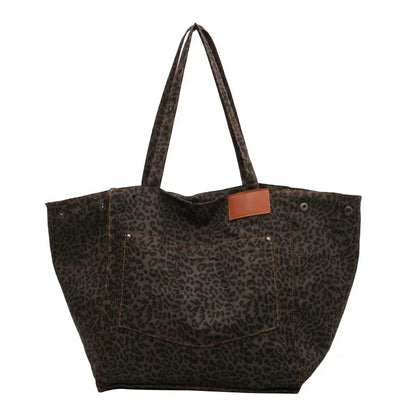 Leopard Design 2026 Korean Fashion Shopper Big Shopping Bag