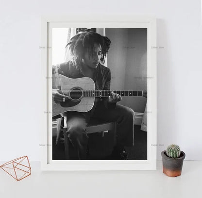 Bob Marley Black & White Canvas Wall Art Print – Music Legend Poster