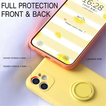 Liquid Silicone Ring Holder Phone Case – iPhone 11 to 17 Series