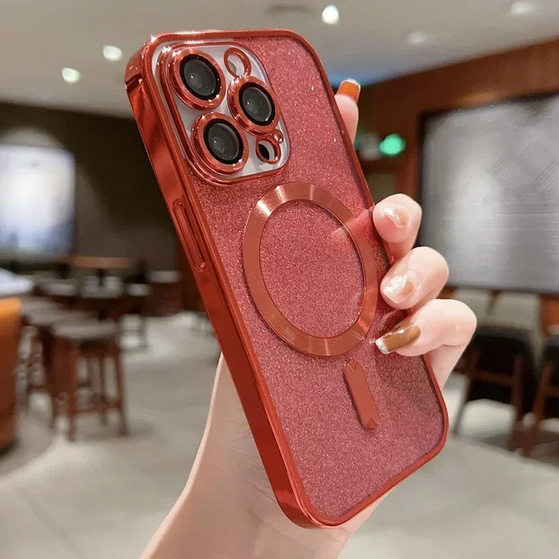 Electroplate Glitter MagSafe iPhone Case for iPhone 11 12 13 14 15 16 17 Series