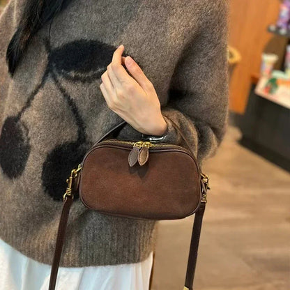 Russian Women's Genuine Suede Cowhide Leather Shoulder Bag
