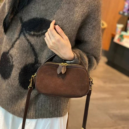 Russian Women's Genuine Suede Cowhide Leather Shoulder Bag