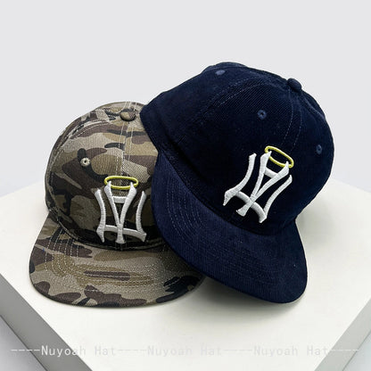 Gothic Angel Halo Embroidered Snapback Cap – Korean Street Style Hat
