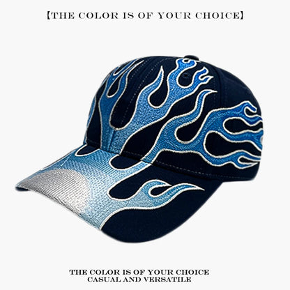 Tribal Thorn & Flame Embroidered Baseball Cap – Y2K Street Style Hat
