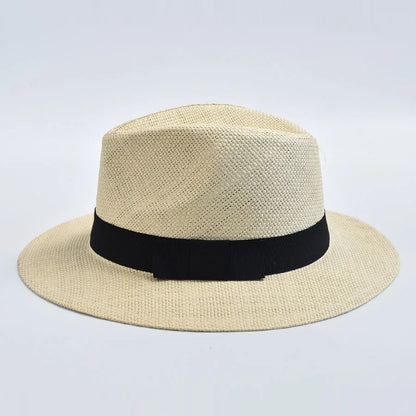 Panama Trilby Straw Hat Unisex UV Protection Beach Hat