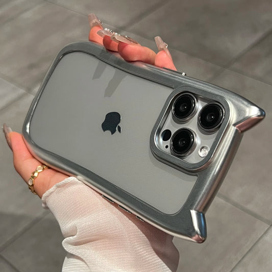 Cat Ear iPhone Case – Chrome Bumper & Clear Silicone | iPhone 11–17