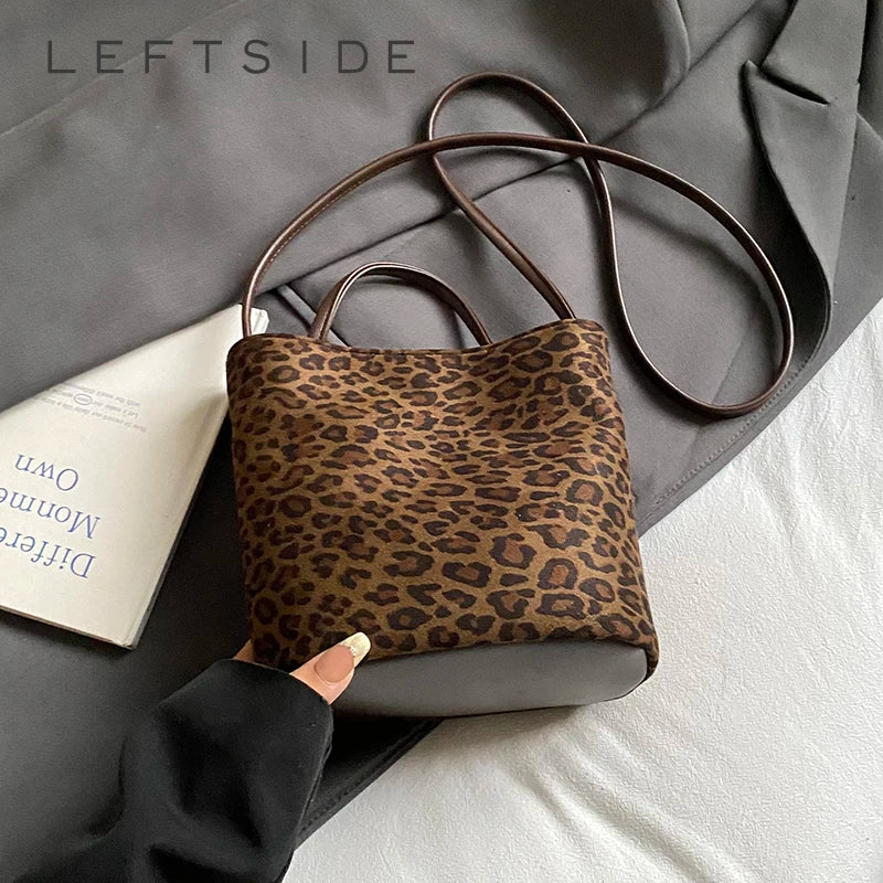 Leopard Print Crossbody Bag – Women's Suede Shoulder Handbag