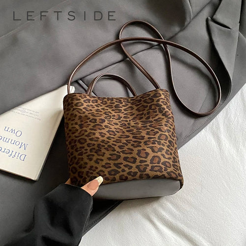 Leopard Print Crossbody Bag – Women's Suede Shoulder Handbag