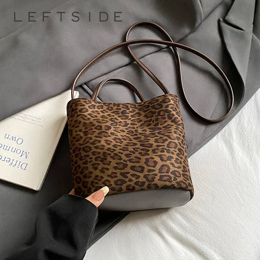 Leopard Print Crossbody Bag – Women's Suede Shoulder Handbag
