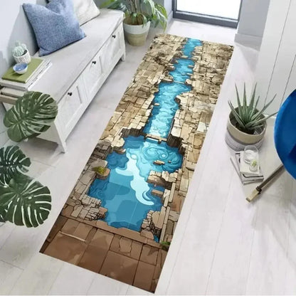 3D Optical Illusion Waterfall Abyss Runner Rug – Hallway Mat