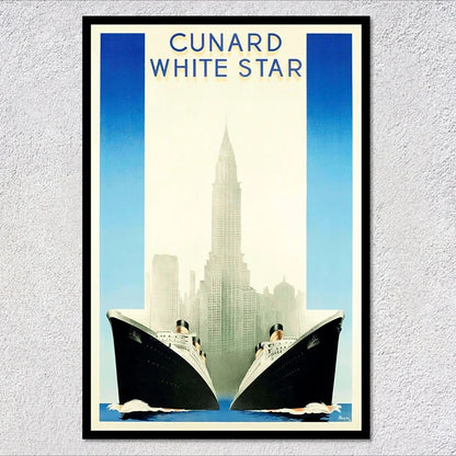 Vintage Travel Ship Poster – Blue Star Line Retro Ocean Liner Wall Art Unframed
