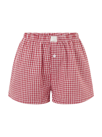 Y2K Plaid Lounge Shorts – Women's Cute Pajama Bottoms with Elastic Waist