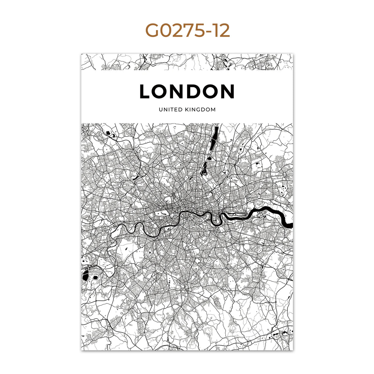 World City Map Wall Art Print – Black & White City Poster