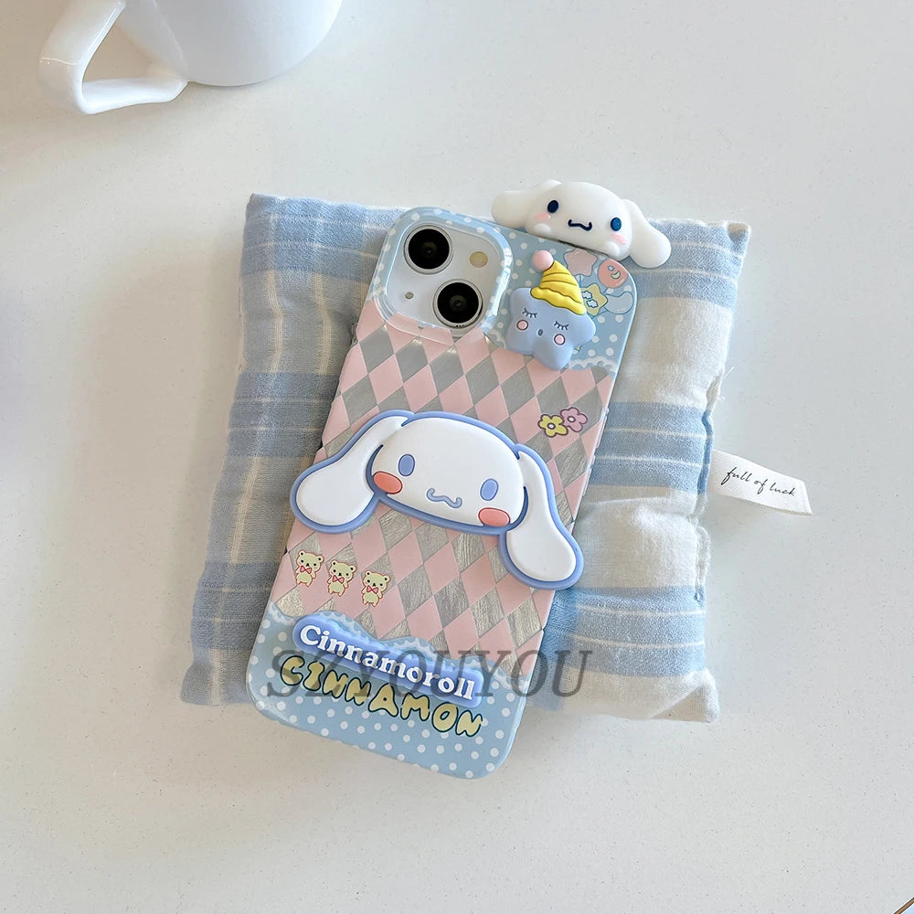 Cute Cartoon Samsung Case with 3D Doll – Cinnamoroll Kuromi Kitty Design