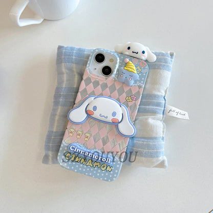 Cute Cartoon Samsung Case with 3D Doll – Cinnamoroll Kuromi Kitty Design