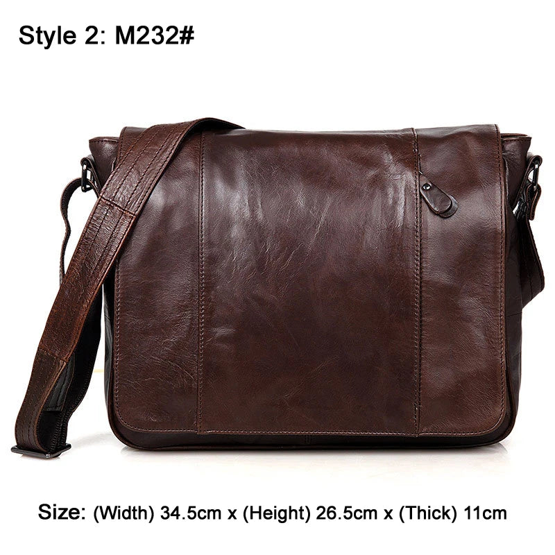 Genuine Leather Messenger Bag for Men – Oil Wax Crossbody Shoulder Bag