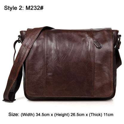 Genuine Leather Messenger Bag for Men – Oil Wax Crossbody Shoulder Bag