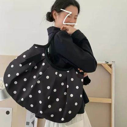 Minimalist Polka Dot Canvas Tote Bag