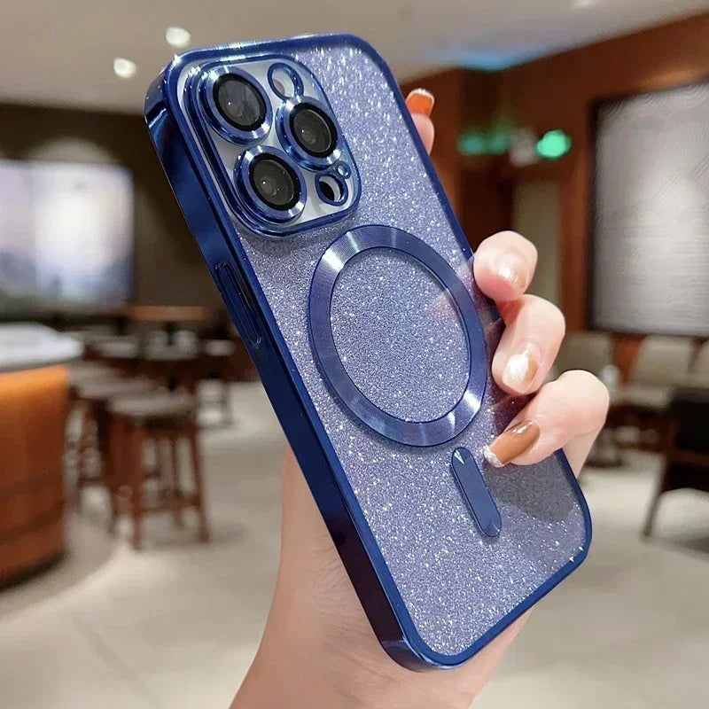 Electroplate Glitter MagSafe iPhone Case for iPhone 11 12 13 14 15 16 17 Series
