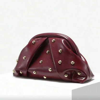 Riveted Pleated Clutch Shoulder Handbag