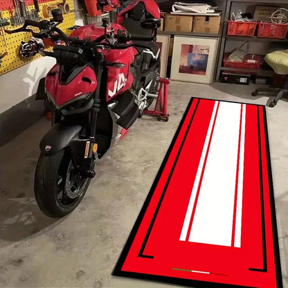 Motorcycle Runner Rug – Anti-Slip Racing Design Long Carpet for Garage & Bedroom
