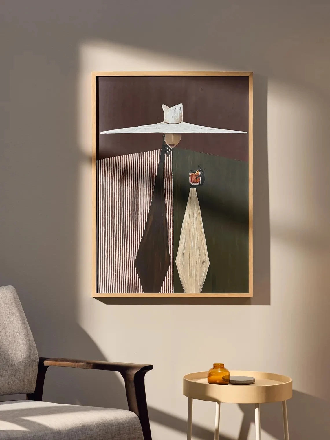 Woman in White Hat Figurative Wall Art Print – Modern Abstract Poster