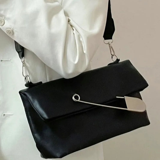 Korean Large Pin Black Shoulder Bags